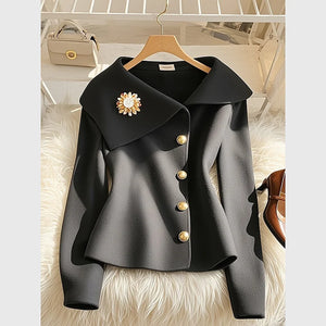 Unique and Super Beautiful Black Big Collar Jacket