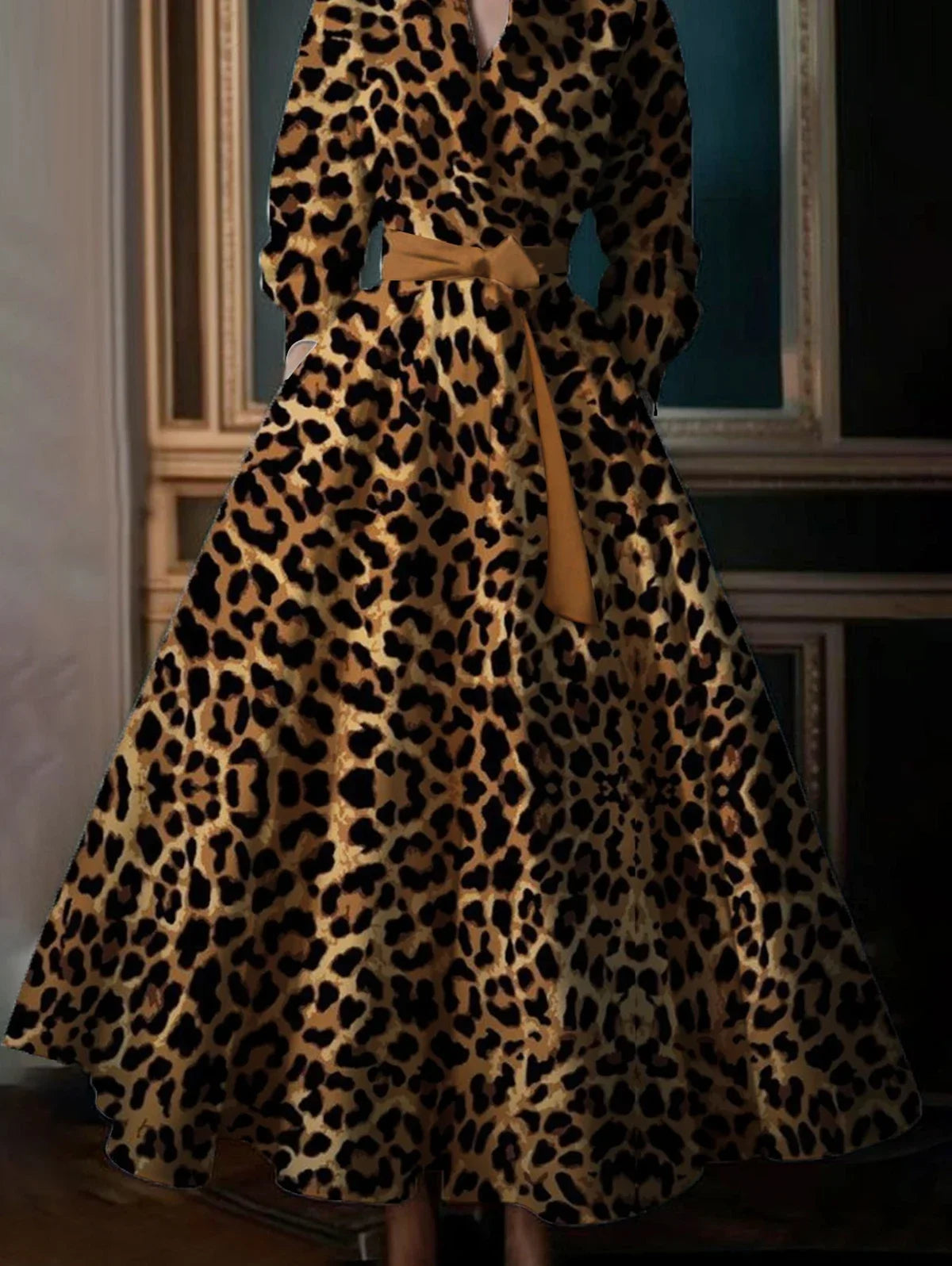 Retro Leopard Pattern Big Size Dress