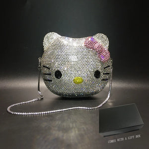 Hello Kitty Cartoon Shape Rhinestone Diamonds Bag