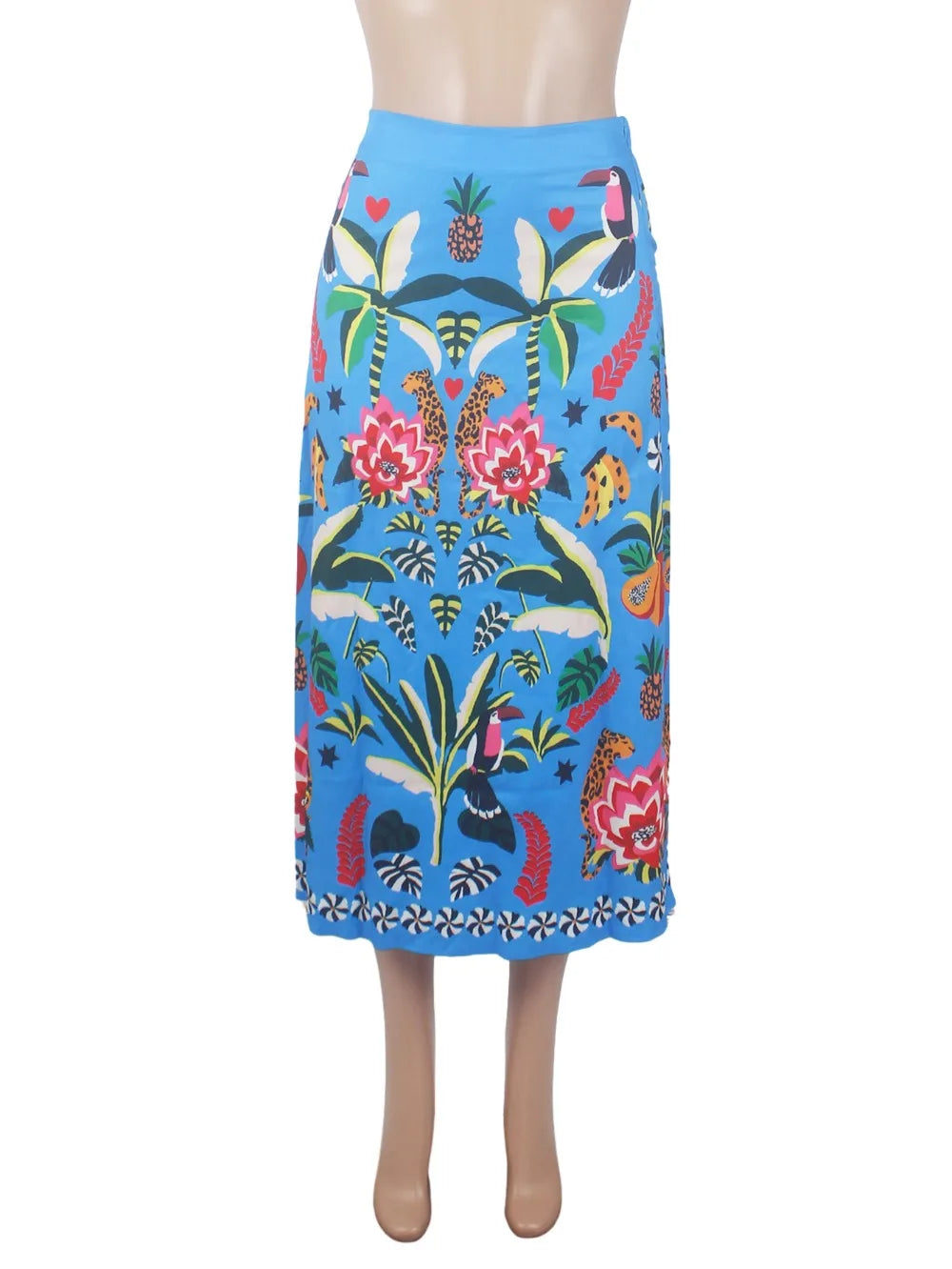 Elegant Midi Skirt Floral Printing Long Skirts