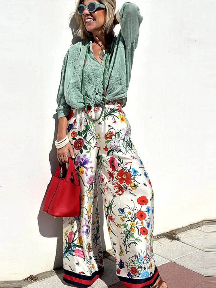 Floral Print Shirt Trousers Set