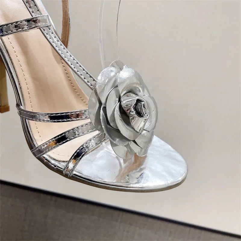 Patent Leather Flowers Sandal