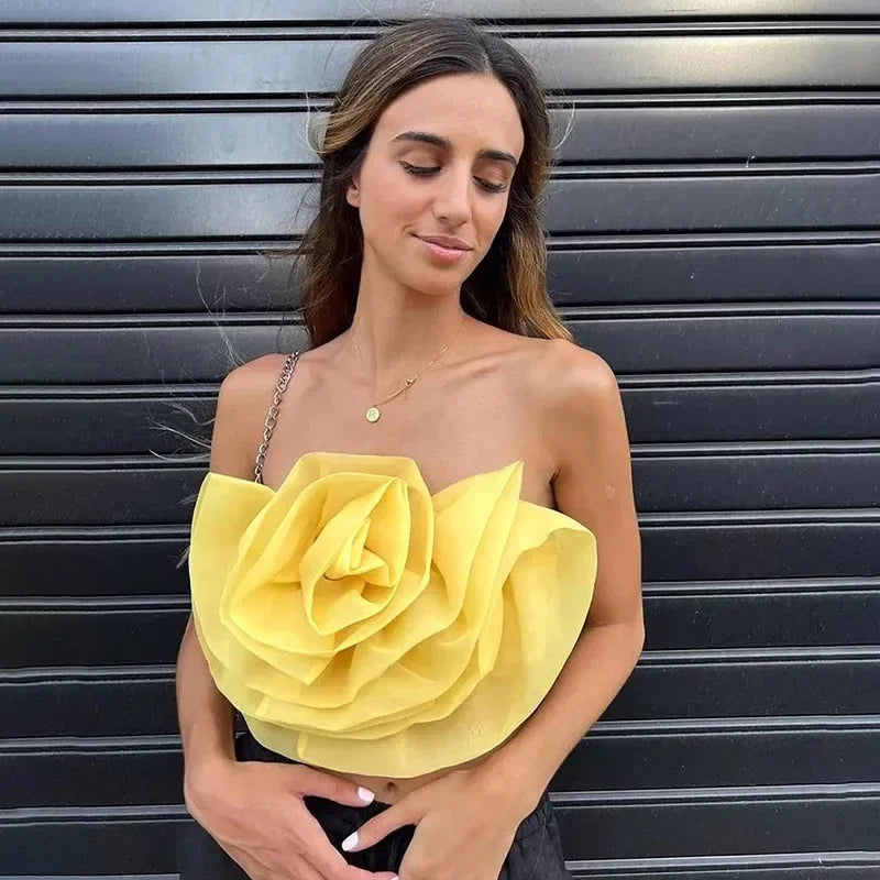 Mesh Yellow Rose Floral Dress