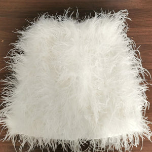 100% Real Ostrich Feather Off Shoulder Short Coat Length 40 cm