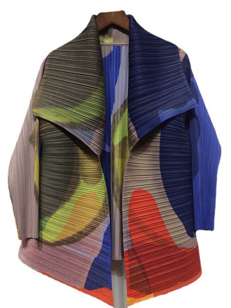 Pleated Color Block Jacket