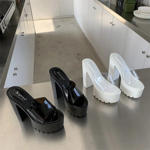 Clear High Heels Shoes PVC Transparent Platform