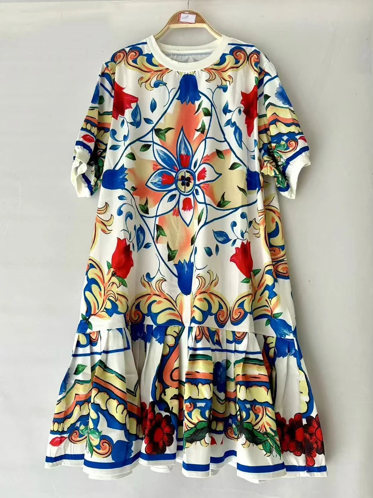 Retro Geometric Printed Dress