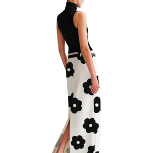 Floral Printed Split-Back Long Skirts