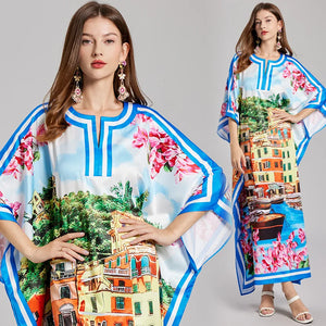 Summer Runway Holiday Beach House Flower Print Long Loose Robe