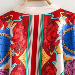 Ethnic style Totem Print Batwing Sleeve Smock Loose Shirt
