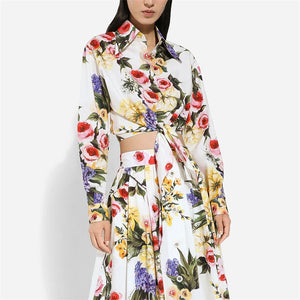 High Quality Printed Butterfly Poplin Floral Cardigan Shirt