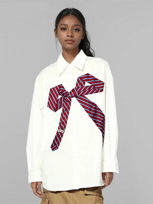 Striped Bows Loose Shirt