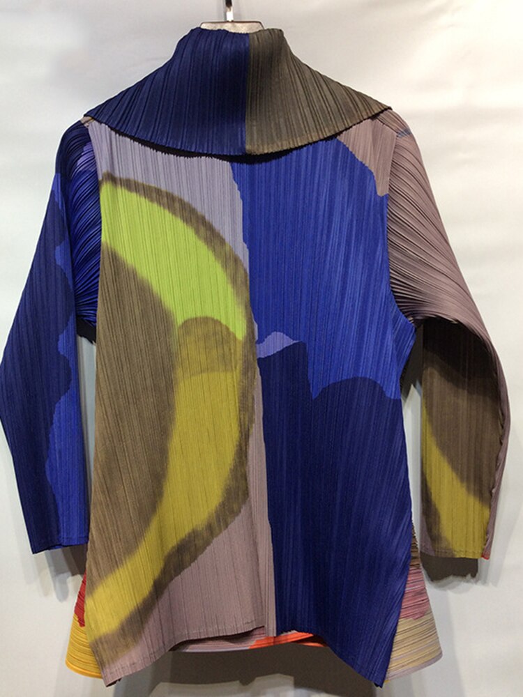 Pleated Color Block Jacket