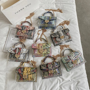 Studded Graffiti Crossbody Bags