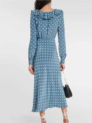 Polk Dot Print Midi Dress