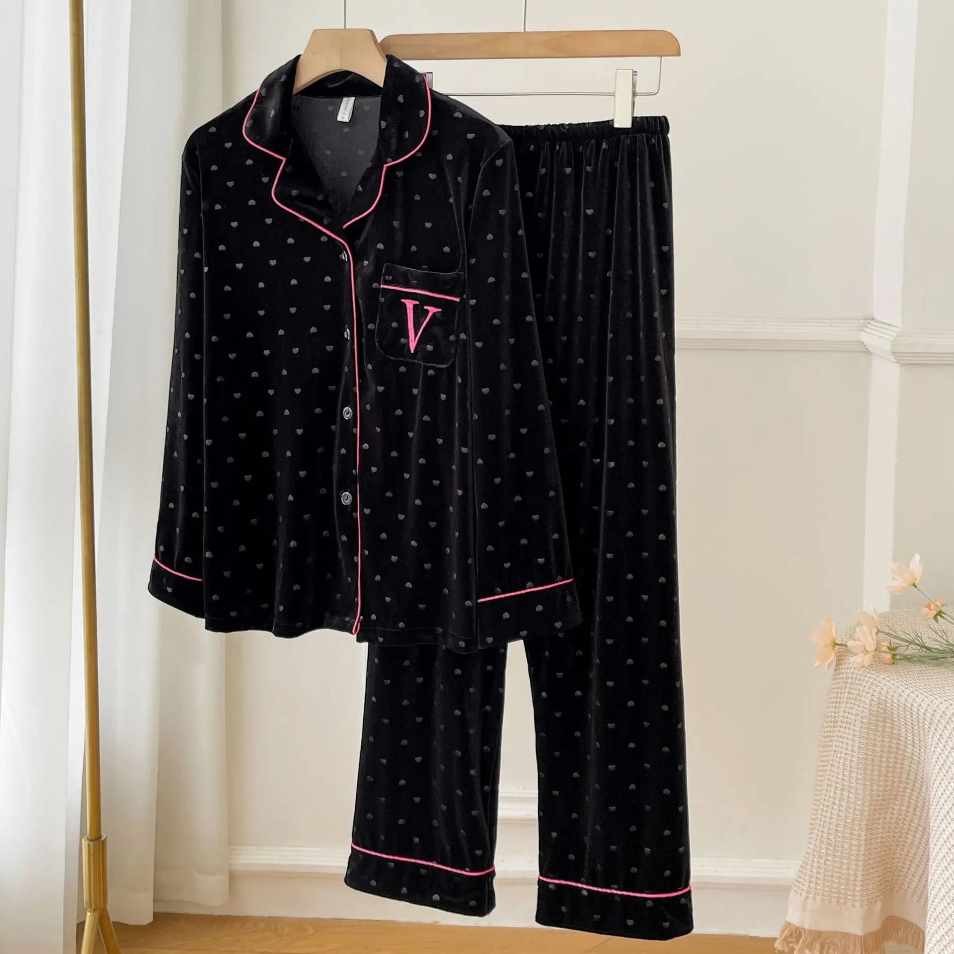 Pajamas Velvet Dot Print 2Pcs