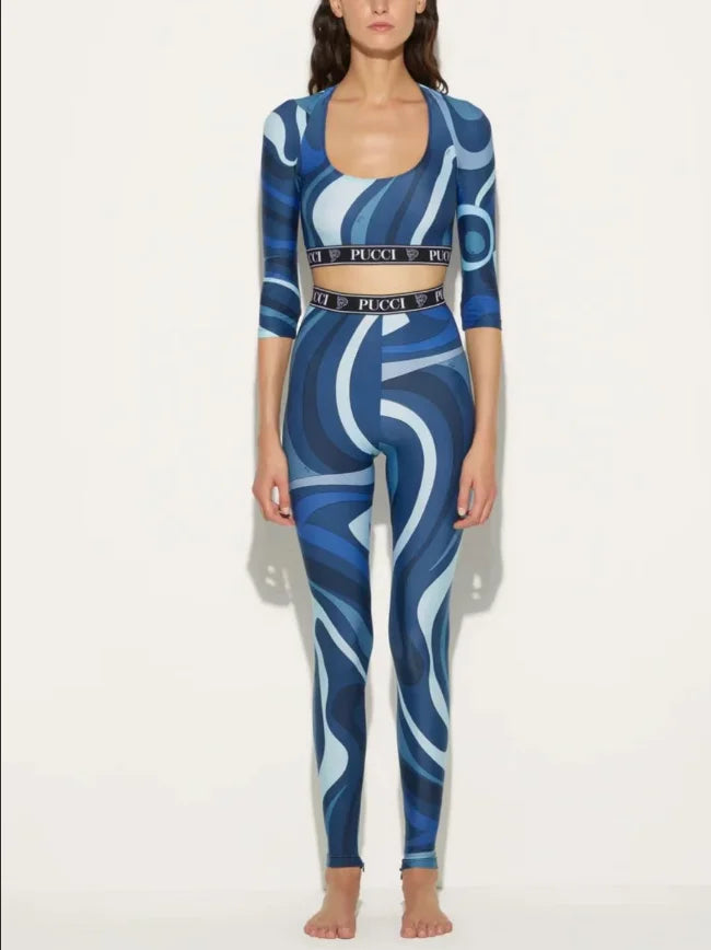 Letter Print Slim Tops And Long Pant Two Pieces