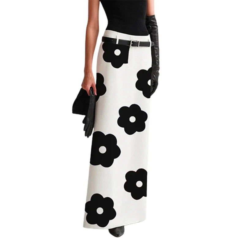 Floral Printed Split-Back Long Skirts