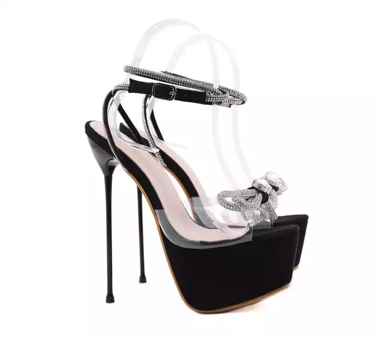 Butterfly-Knot Bordered Bling Crystal PVC Sandal