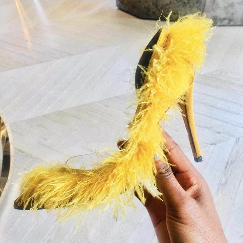 2020 Yellow Feather Genuine Leather Shoe