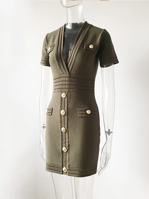 2029 Army Green Knitted Dress