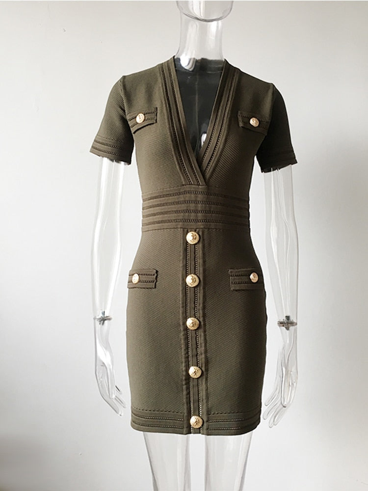 2029 Army Green Knitted Dress