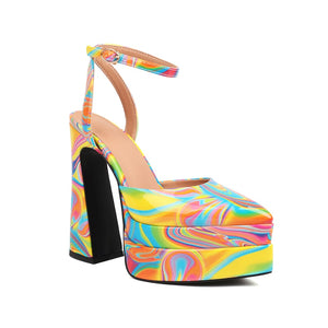 Double-Layer Waterproof Platform Paint Color Glossy Patent Leather Sandals