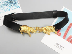 High Quality Original Design Gold Elephant Leather , Elastic Belt