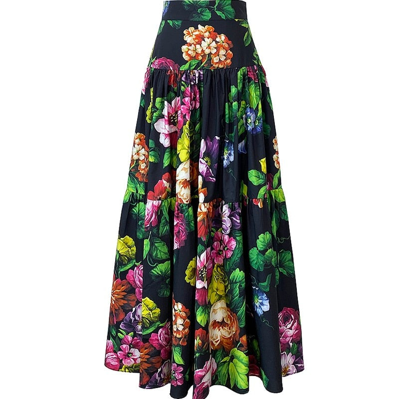 High Quality Designer Vintage Floral Print !00% Cotton Skirt