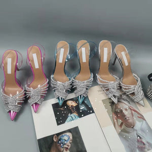 Brand 10cm Transparent PVC Rhinestone Sandals