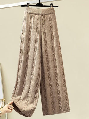 Elegant Sweaters Pants Wide Leg Pants Suit