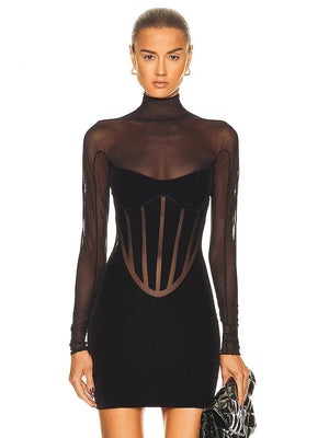 See Through Mesh Splicing Bandage Dress