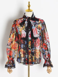 Vintage Print Colorblock Shirt