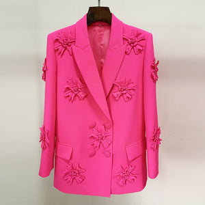 Blazer or Pant Hot Pink Embroidery Flower